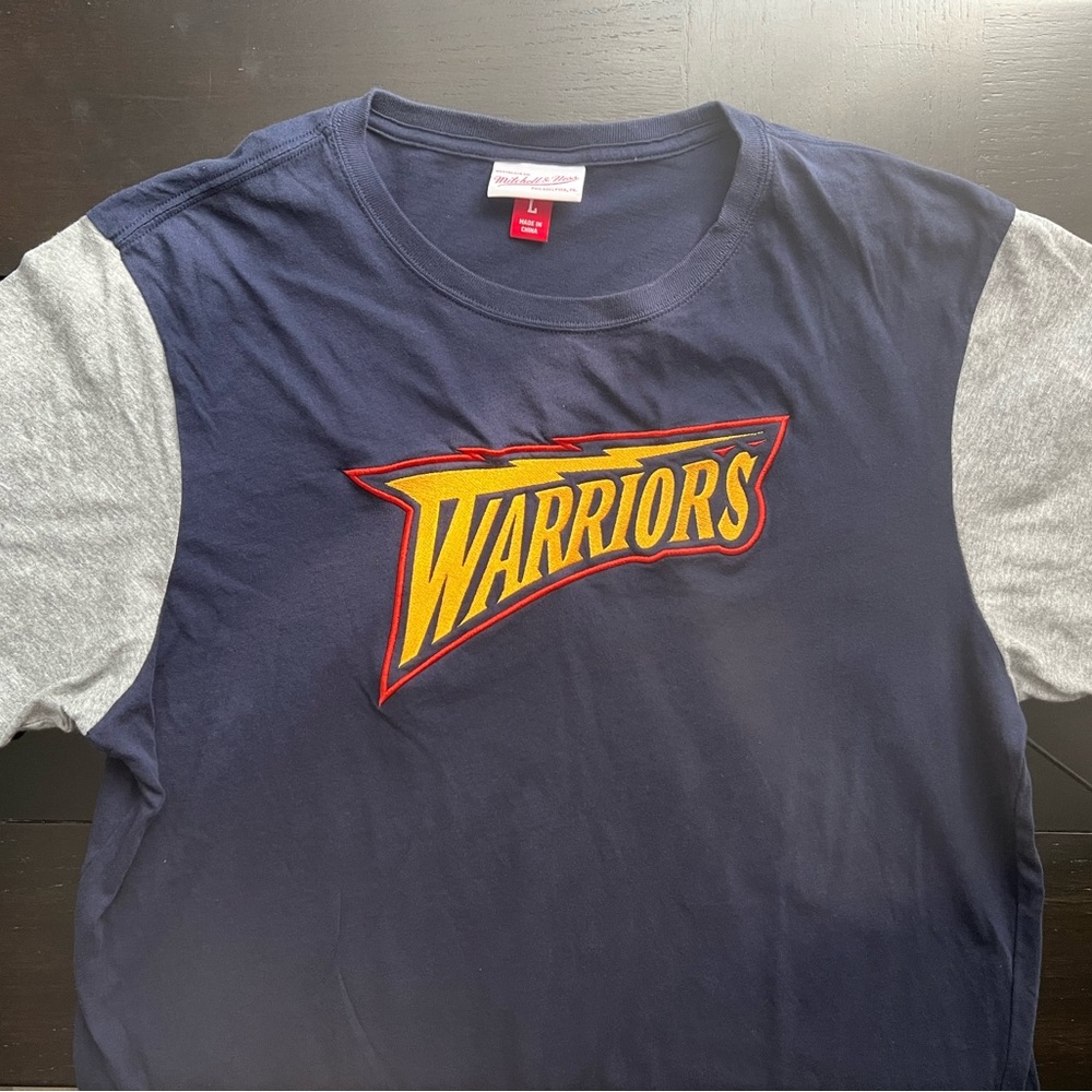 Mitchell & Ness Warriors Tee - Navy, Gray, and Gold